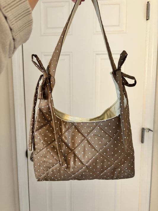 brown polkadot mini bag