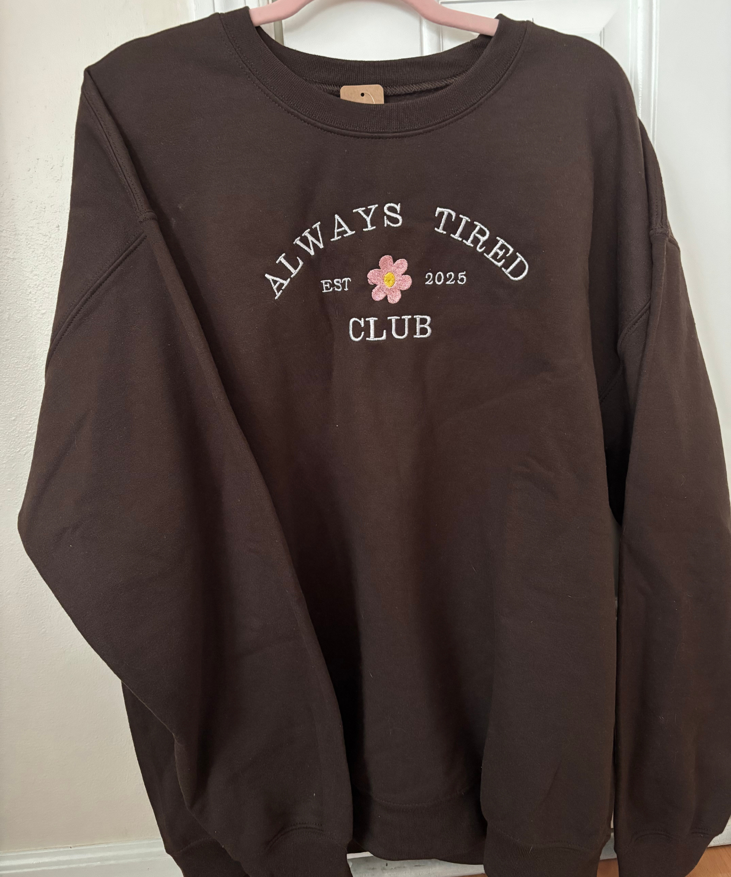 Sale item! Always Tired Club XL brown crewneck
